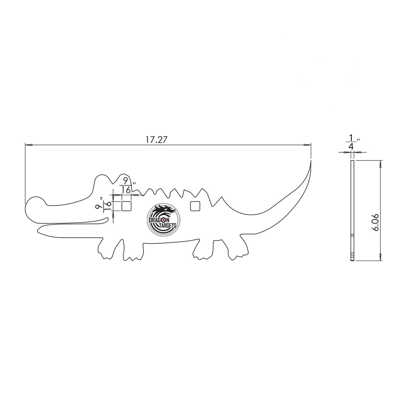 Dragon Targets Alligator 1/4" A36 Steel Rimfire Shooting Target