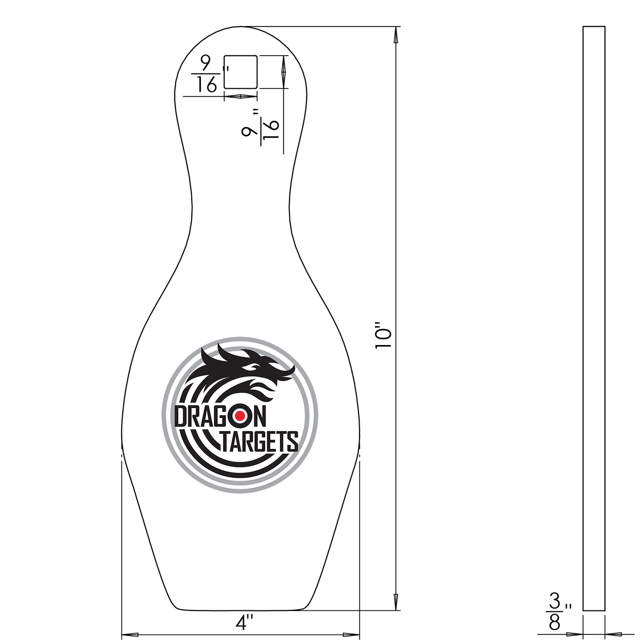 Dragon Targets Bowling Pin 3/8" AR500 Steel Shooting Target