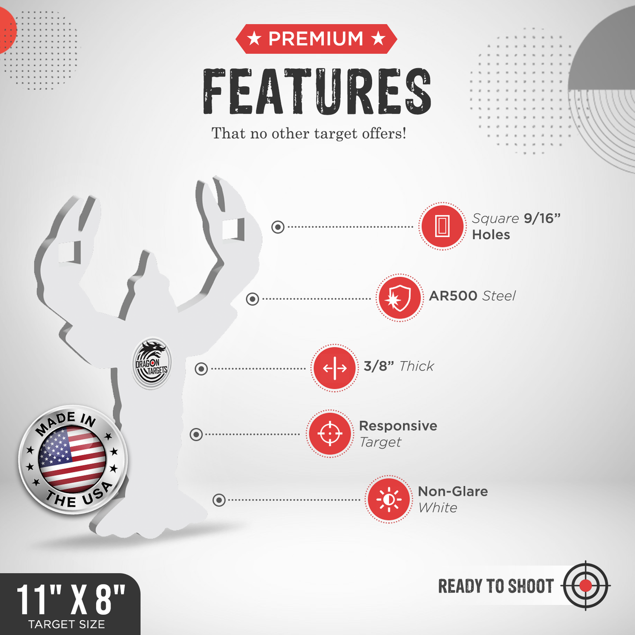 Dragon Targets Crawfish 3/8" AR500 Steel Shooting Target