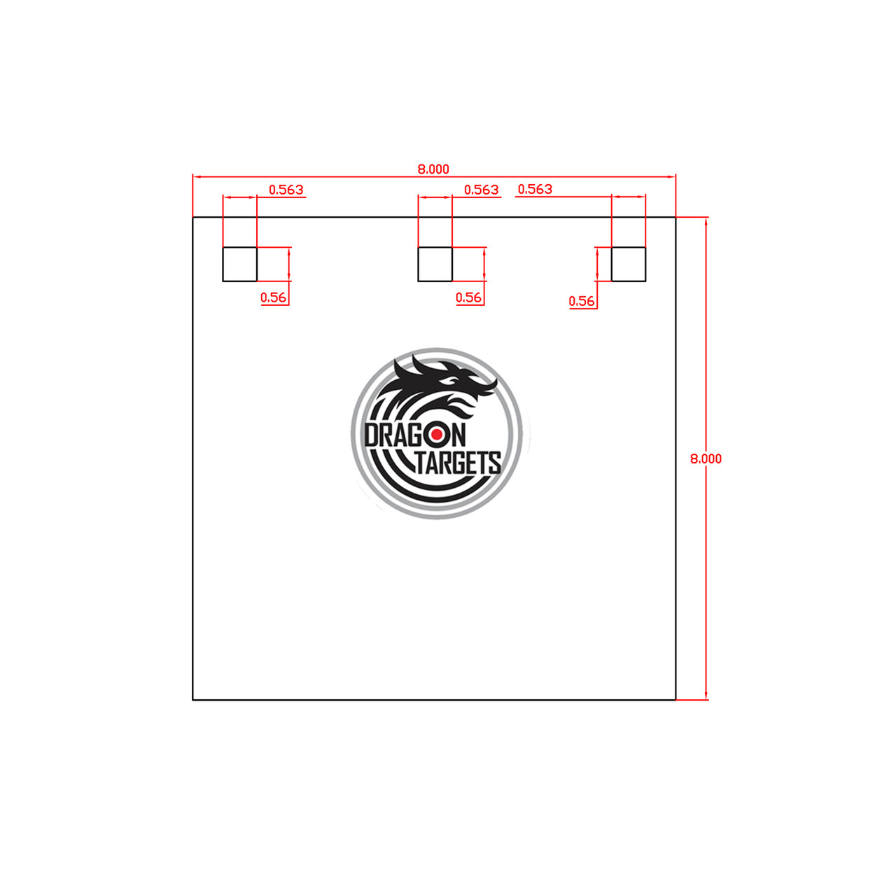 Dragon Targets 8" X 8" Square 1/2" AR500 Steel Shooting Target