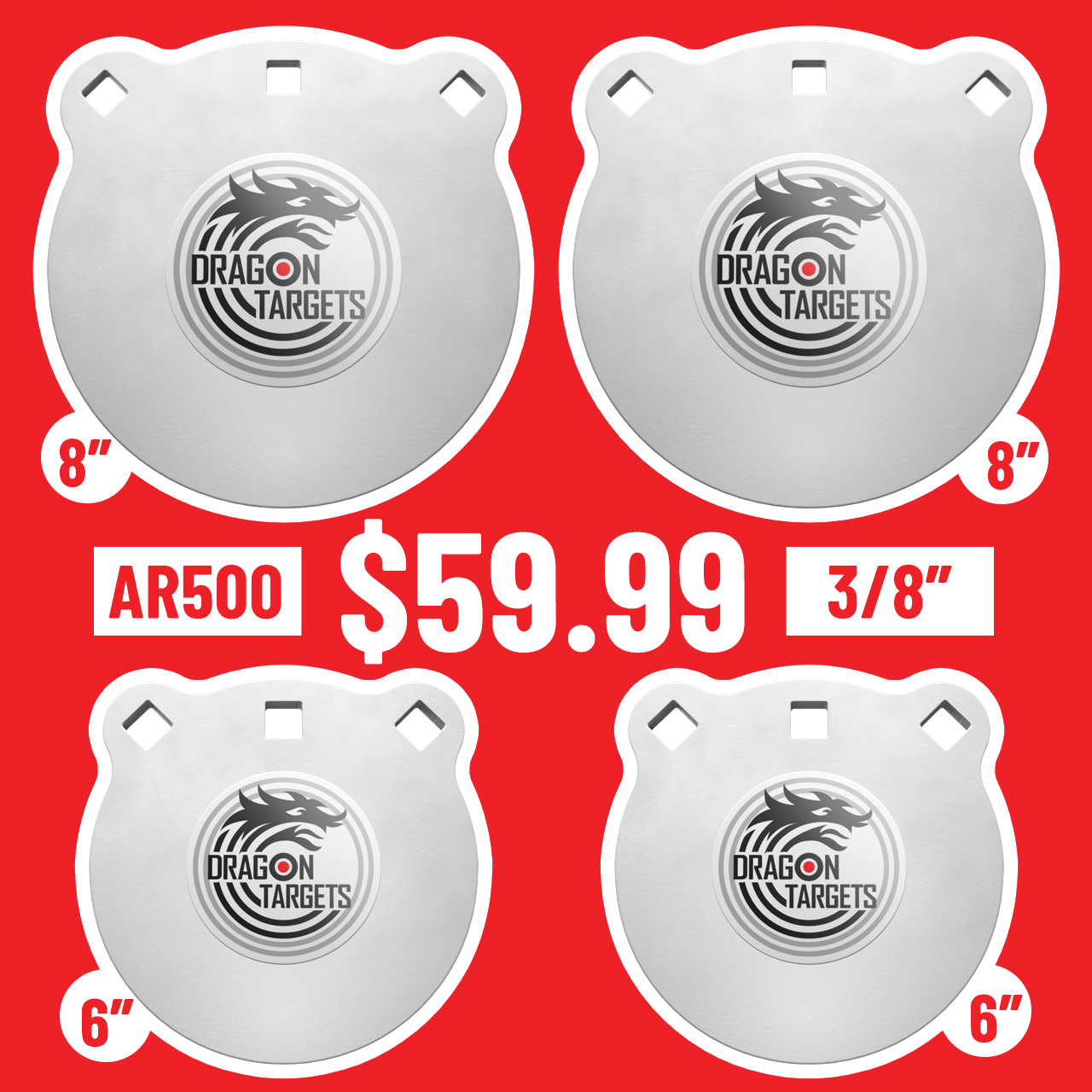 Dragon Targets Quad Pack (3/8" Thick) Target Bundle