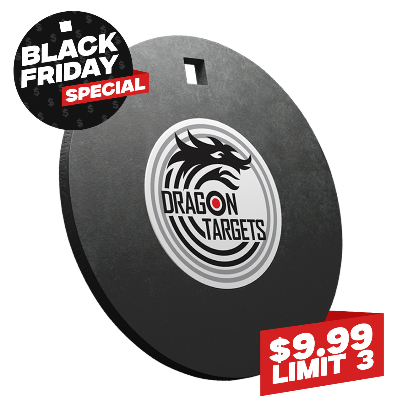 Black Friday 8" x 3/8" Raw Round AR500 Steel Shooting Target