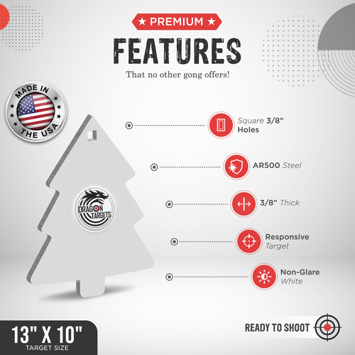 Dragon Targets Tree  3/8" Shape AR500 Steel Shooting Target