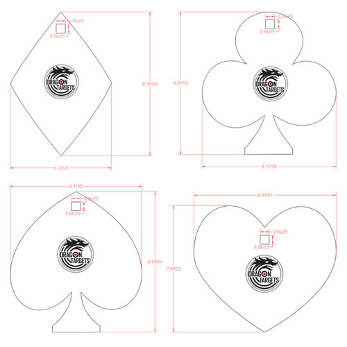 Dragon Targets Rimfire Poker Set A36 Steel Shooting Targets (Unpainted)