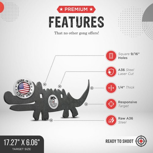 Irregular Alligator 1/4" A36 Steel Rimfire Shooting Target (Unpainted)