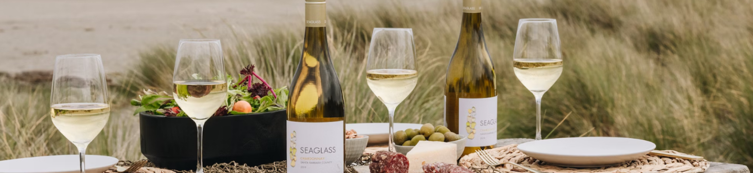 People enjoying picnic with wine at the beach