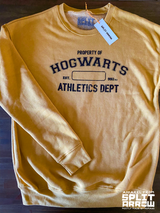 Hufflepuff Physical Education Sweatshirt, Gold Garment with black ink