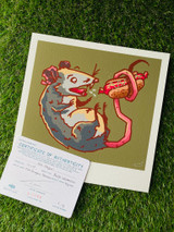 Hand embellished hot dog & opossum print with certificate of authenticity