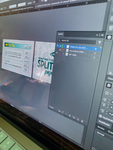 Image of the card templates with an image applied and the layers palette in adobe illustrator