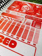 Detail of an inside page showing print quality of the red ink