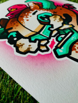 Detail area the Traditional rag giclee art print paper focusing on the white / unprinted portion of the paper