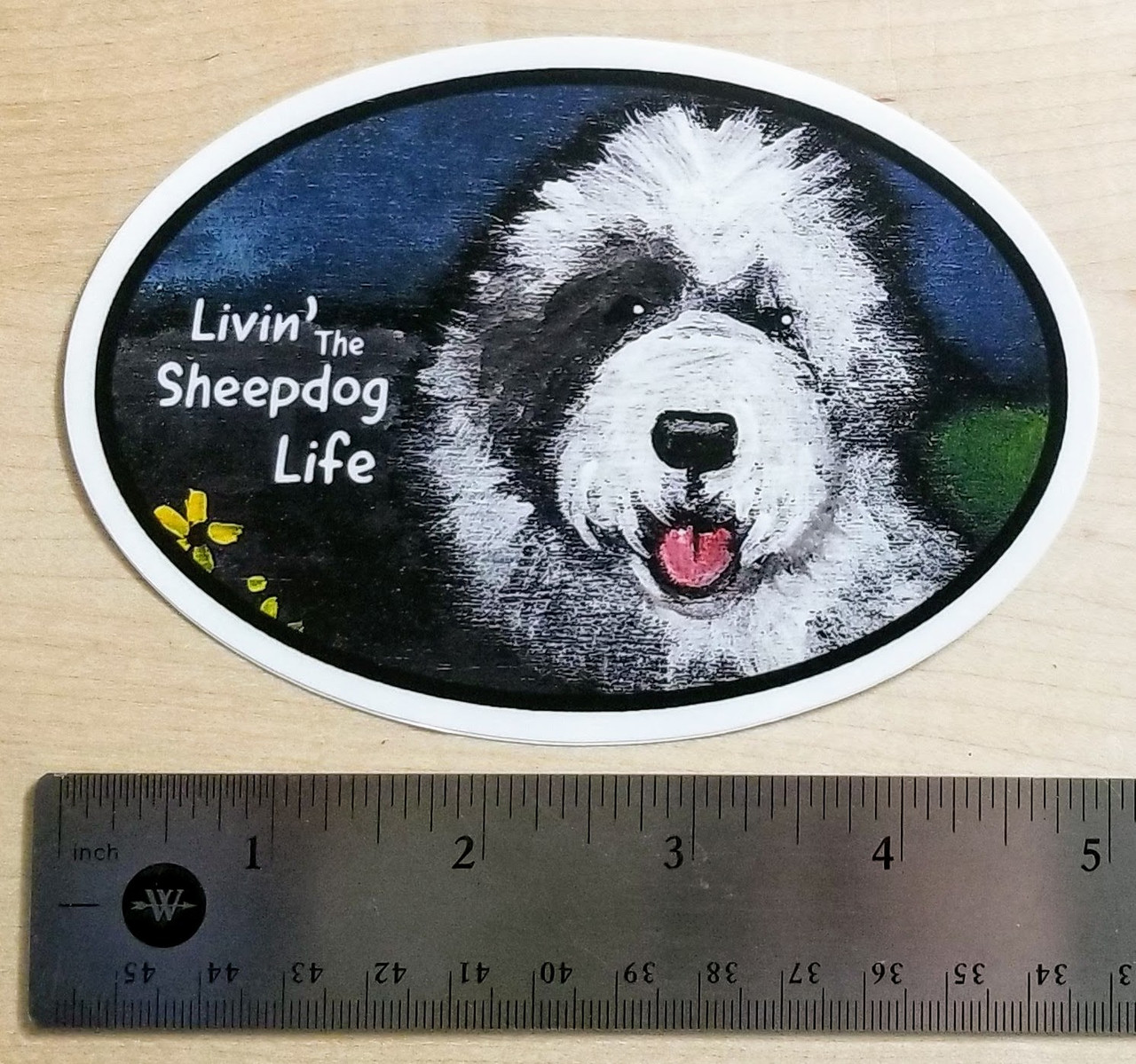 Livin' The Sheepdog Life - Toby Old English Sheepdog dog Decal / Sticker
