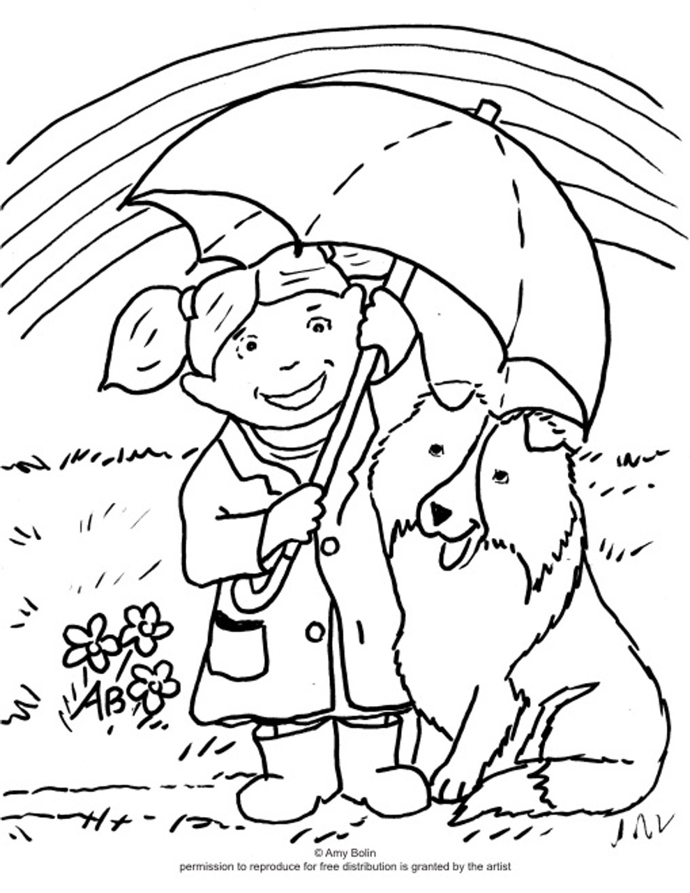 FREE COLORING SHEET DOWNLOAD · April's Showers · SHELTIE · AMY