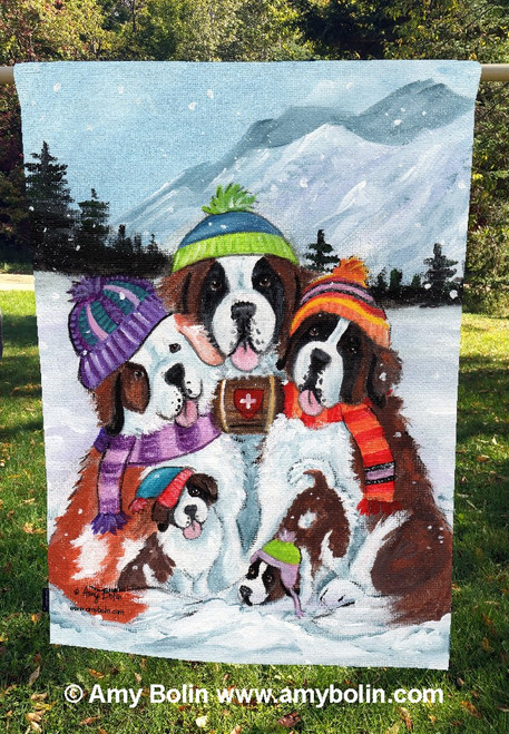"Generations" Saint Bernard Dogs by Amy Bolin · House Flag
