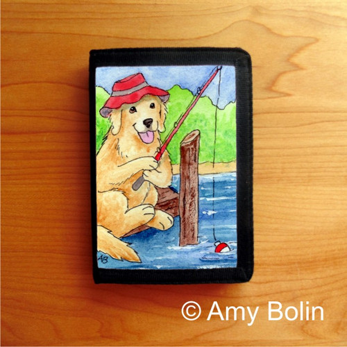 "Gone Fishing" Golden Retriever Trifold Wallet