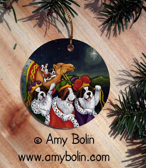 "Wise Saints" Saint Bernard Ceramic Ornament Round "Wise Saints" Saint Bernard Ceramic Ornament Round