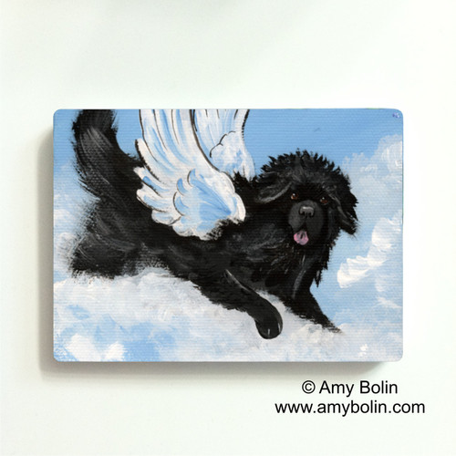 "Playful Angel" Black Newfoundland Magnet