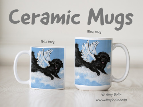 "Playful Angel" Black Newfoundland Ceramic Mug 11oz or 15oz