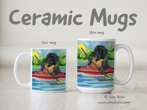 "Summer Is For Kayaking" Black Newfoundland Ceramic Mug 11oz or 15oz