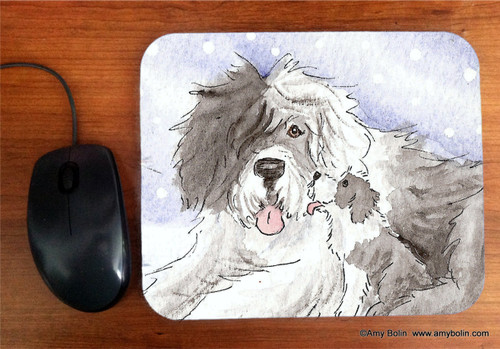 "Little Kiss" Old English Sheepdog Mouse Pad