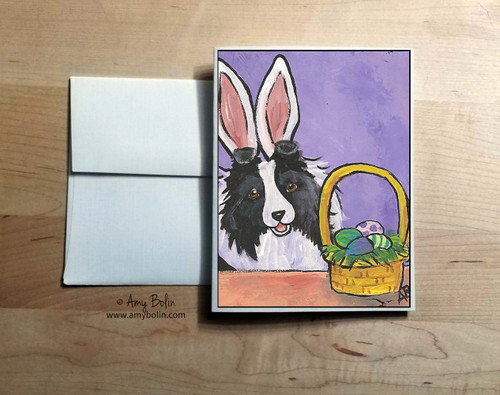 "Happy Easter" Bi Black Shetland Sheepdog Note Cards