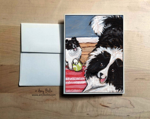 "Play Time" Bi Black Shetland Sheepdog Note Cards