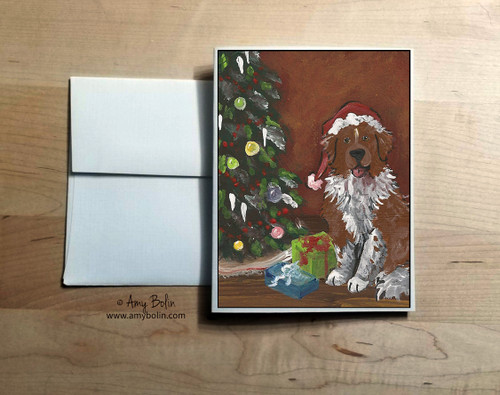 "Christmas: Merry Christmas" Brown and White Newfoundland Note Cards