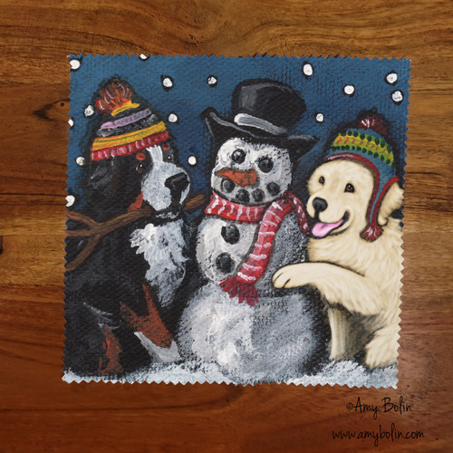 "Friends Of Snow" Bernese Mountain Dog & Golden Retriever ENGLISH CREAM Lens Cleaning Cloth