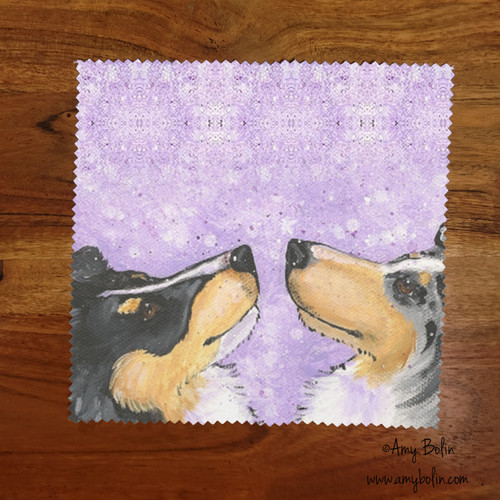 "Wish Upon a Snowflake" Blue Merle & Tri Color Shetland Sheepdog Lens Cleaning Cloth