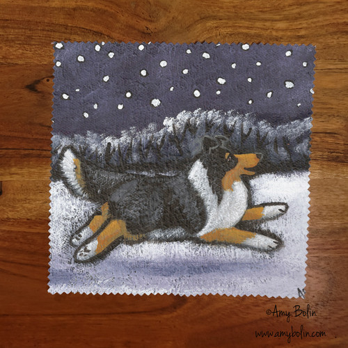 "Winter Wonderland" Tri Color Shetland Sheepdog Lens Cleaning Cloth