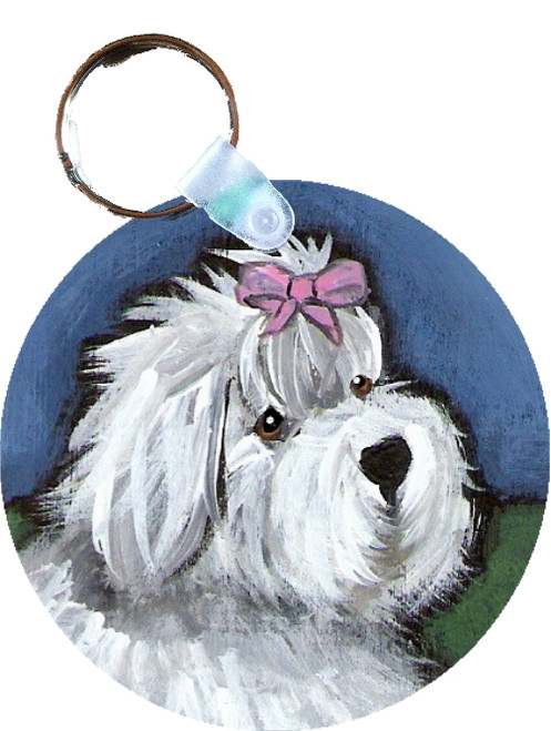 "All Gussied Up" Old English Sheepdog Keychain