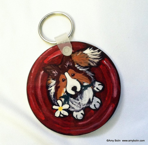 "Be Mine" Sable Shetland Sheepdog Keychain