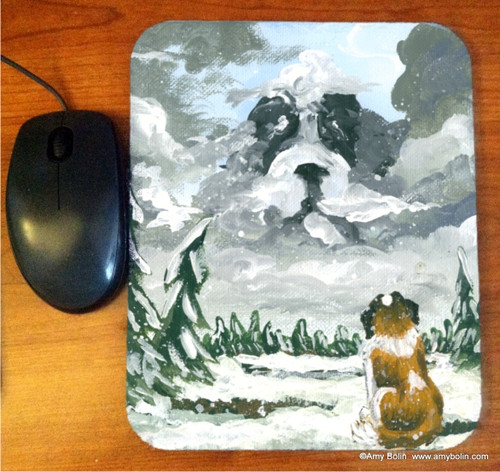 "First Snow" Saint Bernard Mouse Pad