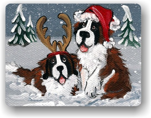 "Christmas Buddies" Saint Bernard Magnet
