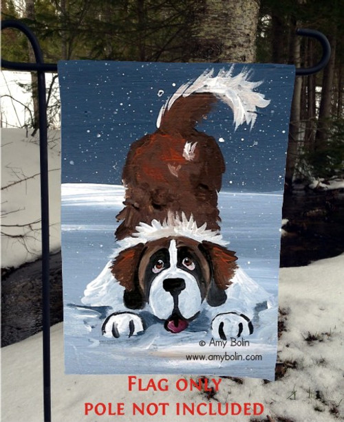 "Let's Play" Saint Bernard Garden Flag