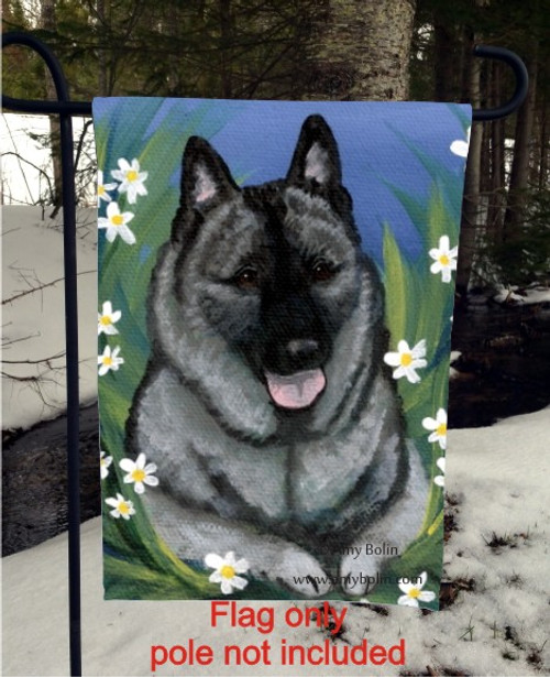 "Daisies 1" Norwegian Elkhound Garden Flag