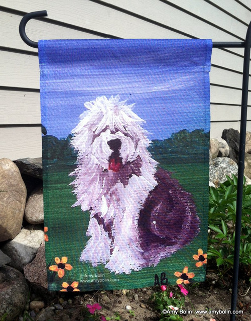 "Summer" Old English Sheepdog Garden Flag