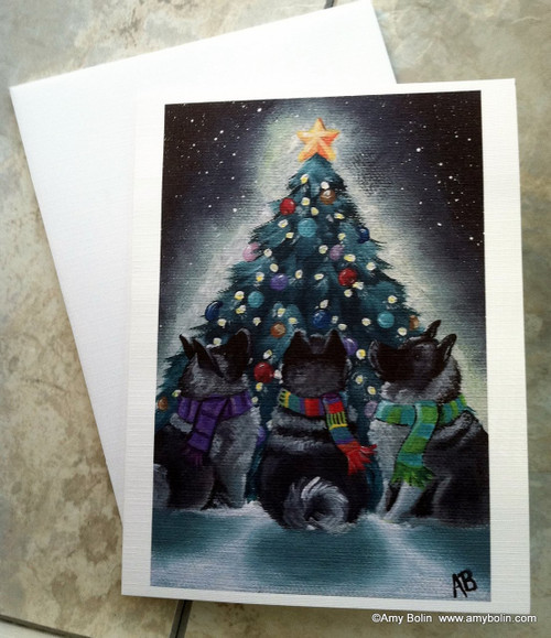 "Christmas Together" Norwegian Elkhound Note Cards