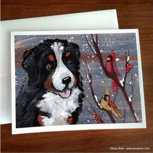 "Winter Buddies" Bernese Mountain Dog Note Cards