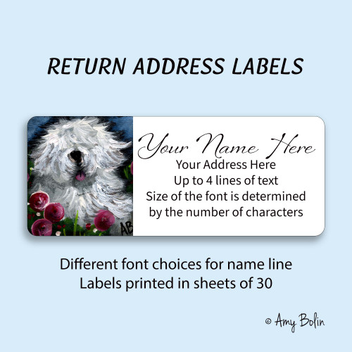 "Mom's Favorite Flower" Old English Sheepdog Address Labels