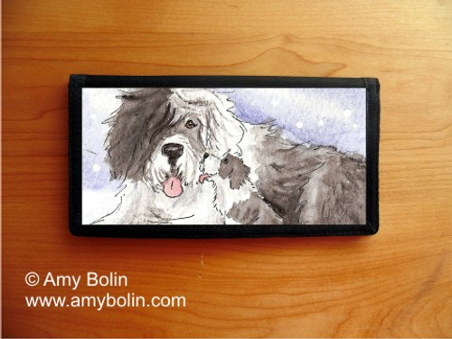"Little Kiss" Old English Sheepdog Checkbook Cover