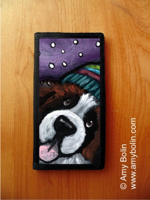 "Snowy Weather" Saint Bernard Checkbook Cover