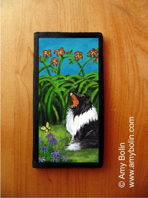 "Tiger Lily" Tri Color Shetland Sheepdog Checkbook Cover