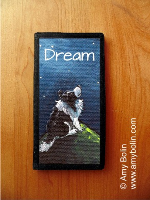 "Dream" Bi Black Shetland Sheepdog Checkbook Cover