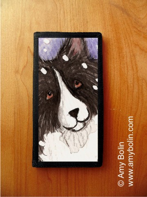 "Snowy" Bi Black Shetland Sheepdog Checkbook Cover