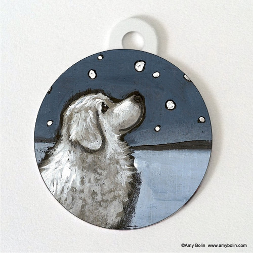 "Counting Snowflakes" Great Pyrenees Double Sided Pet ID Tag