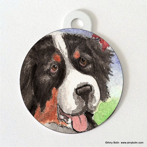 "Autumn Berner" Bernese Mountain Dog Double Sided Pet ID Tag