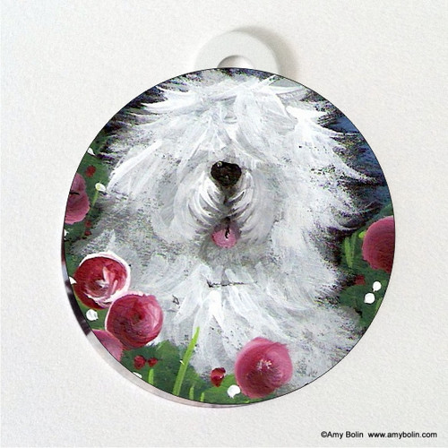 "Mom's Favorite Flower" Old English Sheepdog Double Sided Pet ID Tag