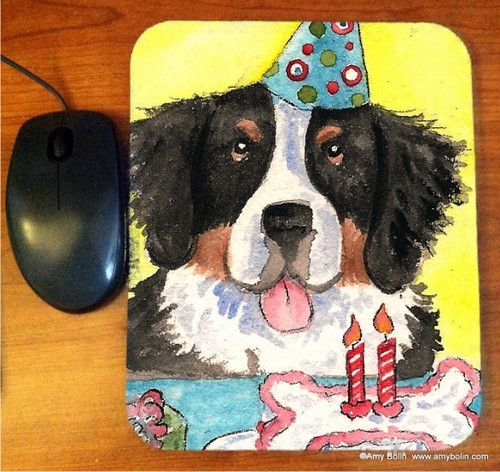 "Happy Birthday To You" Bernese Mountain Dog Mouse Pad