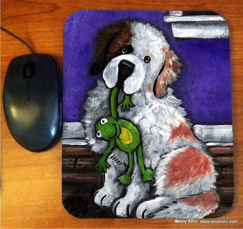 "Bedtime Buddies" Half Mask Saint Bernard Mouse Pad